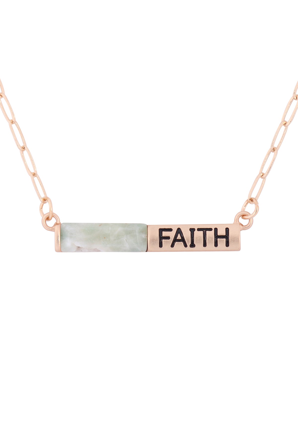 "FAITH" HALF NATURAL STONE HALF METAL NECKLACE