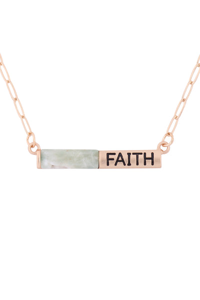"FAITH" HALF NATURAL STONE HALF METAL NECKLACE