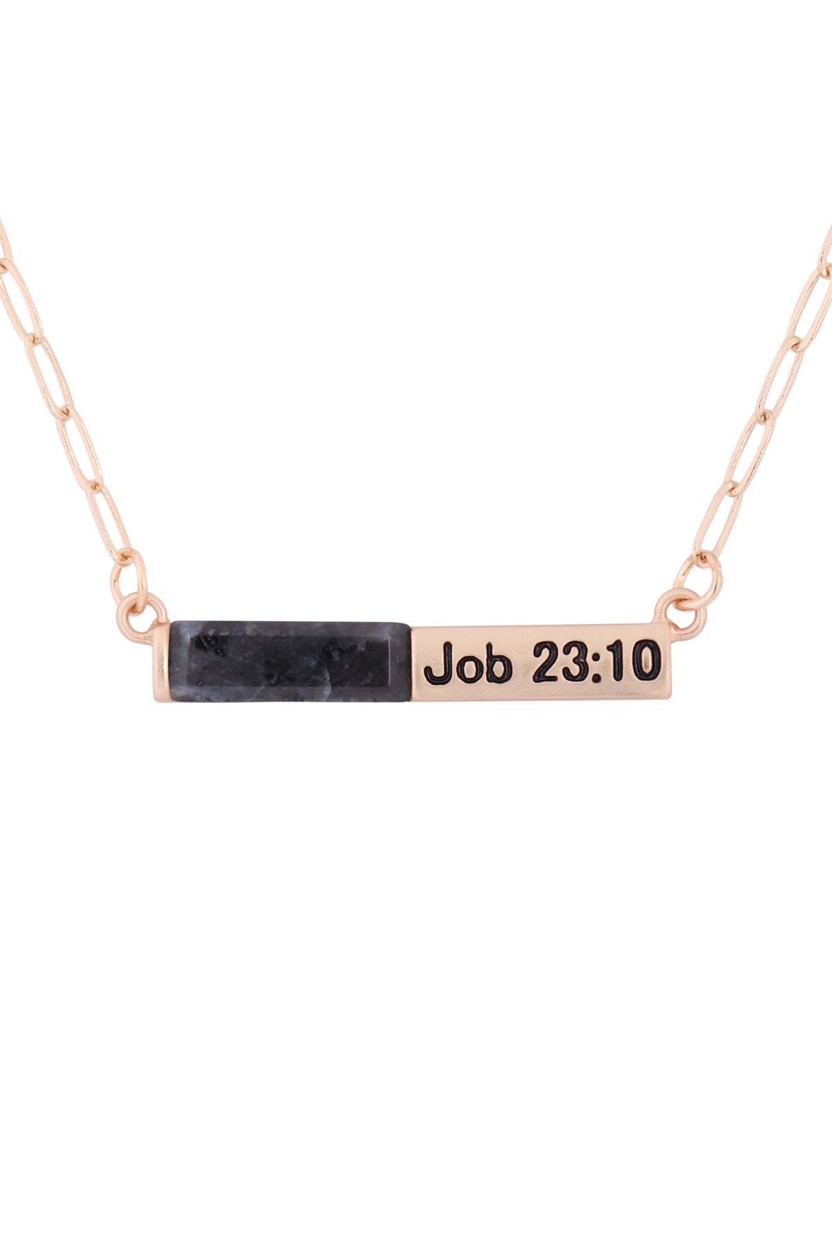 "JOB 23:10" HALF NATURAL STONE HALF METAL NECKLACE