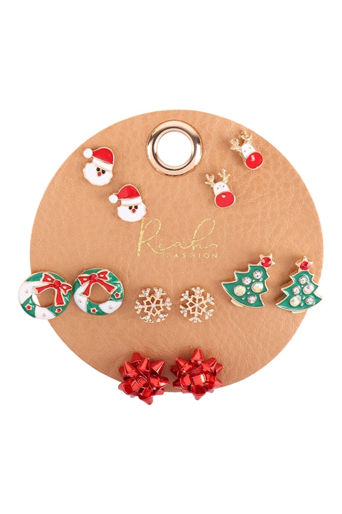XMAS SANTA TREE ASSORTED STUD EARRINGS SET