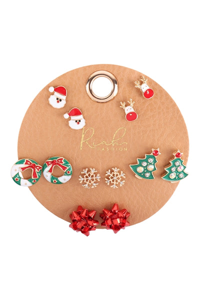 XMAS SANTA TREE ASSORTED STUD EARRINGS SET