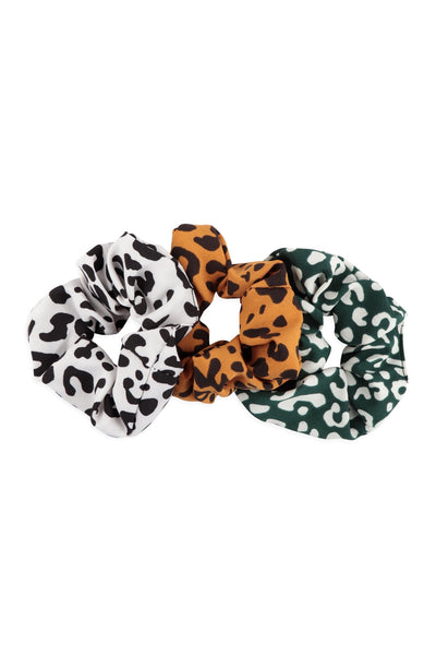 LEOPARD PRINT ASSORTED SCRUNCHY HAIR ACCESSORIES