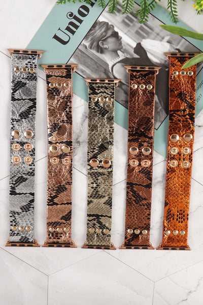 ORANGE STYLE 2 SNAKE SKIN PRINT LEATHER WATCH STRAP/6PCS