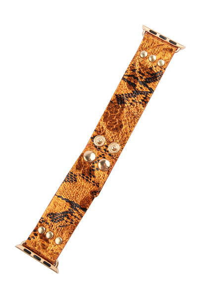 ORANGE STYLE 2 SNAKE SKIN PRINT LEATHER WATCH STRAP/6PCS