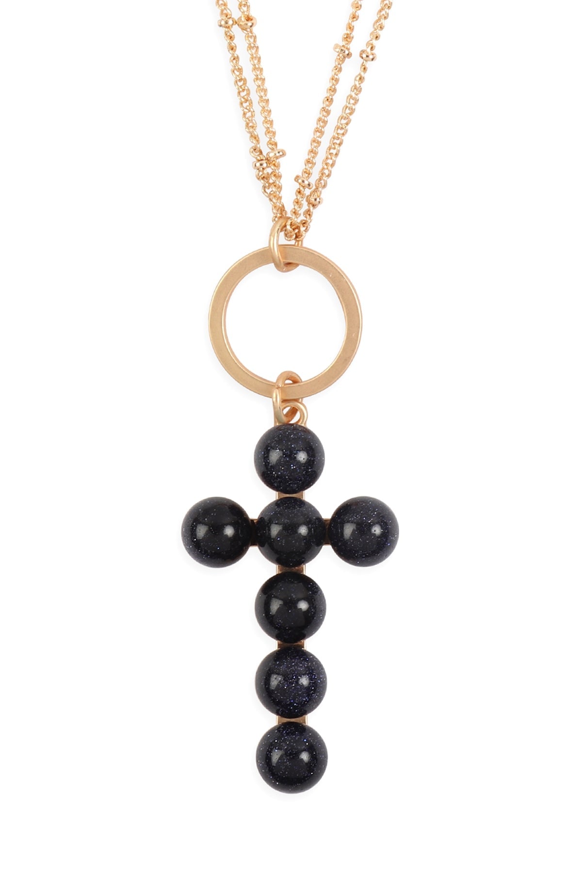 BEADED CROSS PENDANT NECKLACE