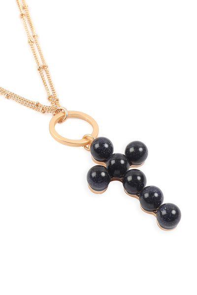 BEADED CROSS PENDANT NECKLACE