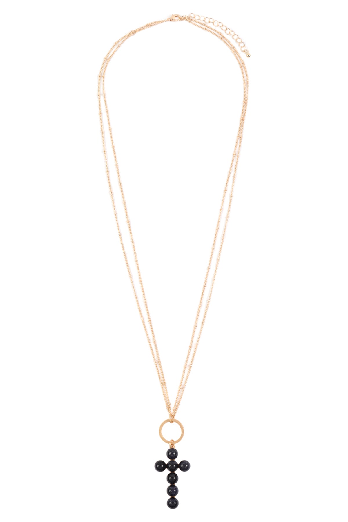 BEADED CROSS PENDANT NECKLACE
