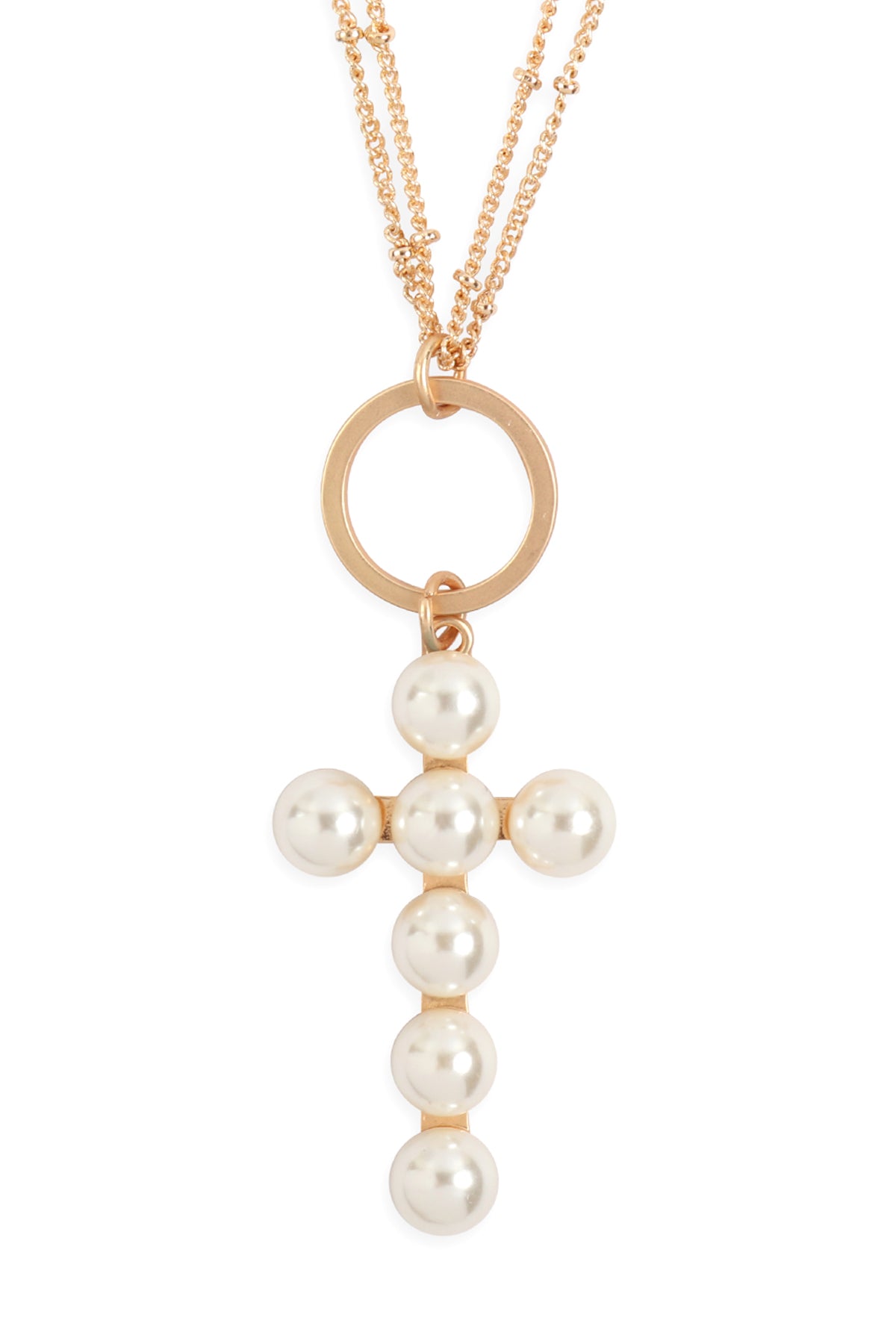 BEADED CROSS PENDANT NECKLACE