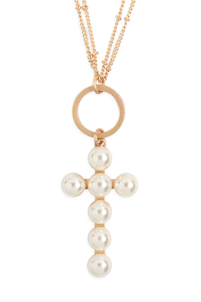BEADED CROSS PENDANT NECKLACE