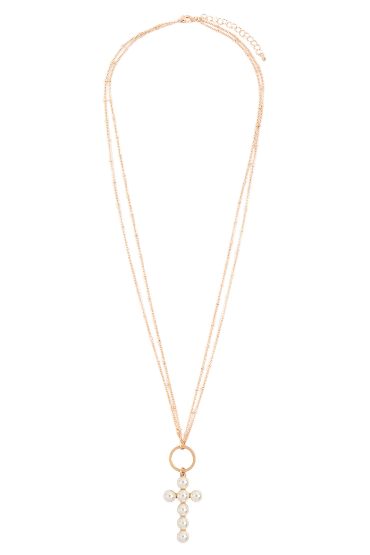 BEADED CROSS PENDANT NECKLACE