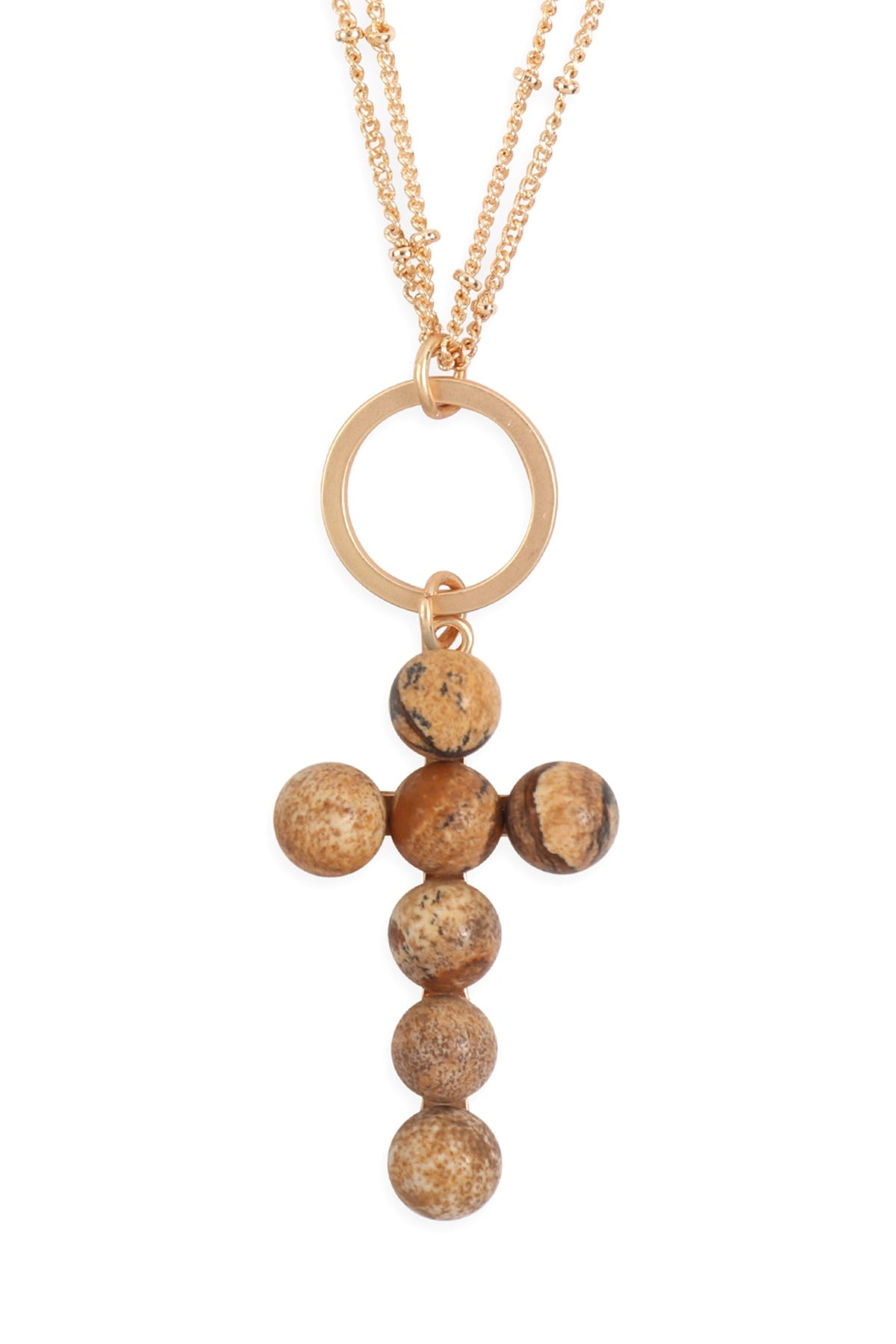 BEADED CROSS PENDANT NECKLACE