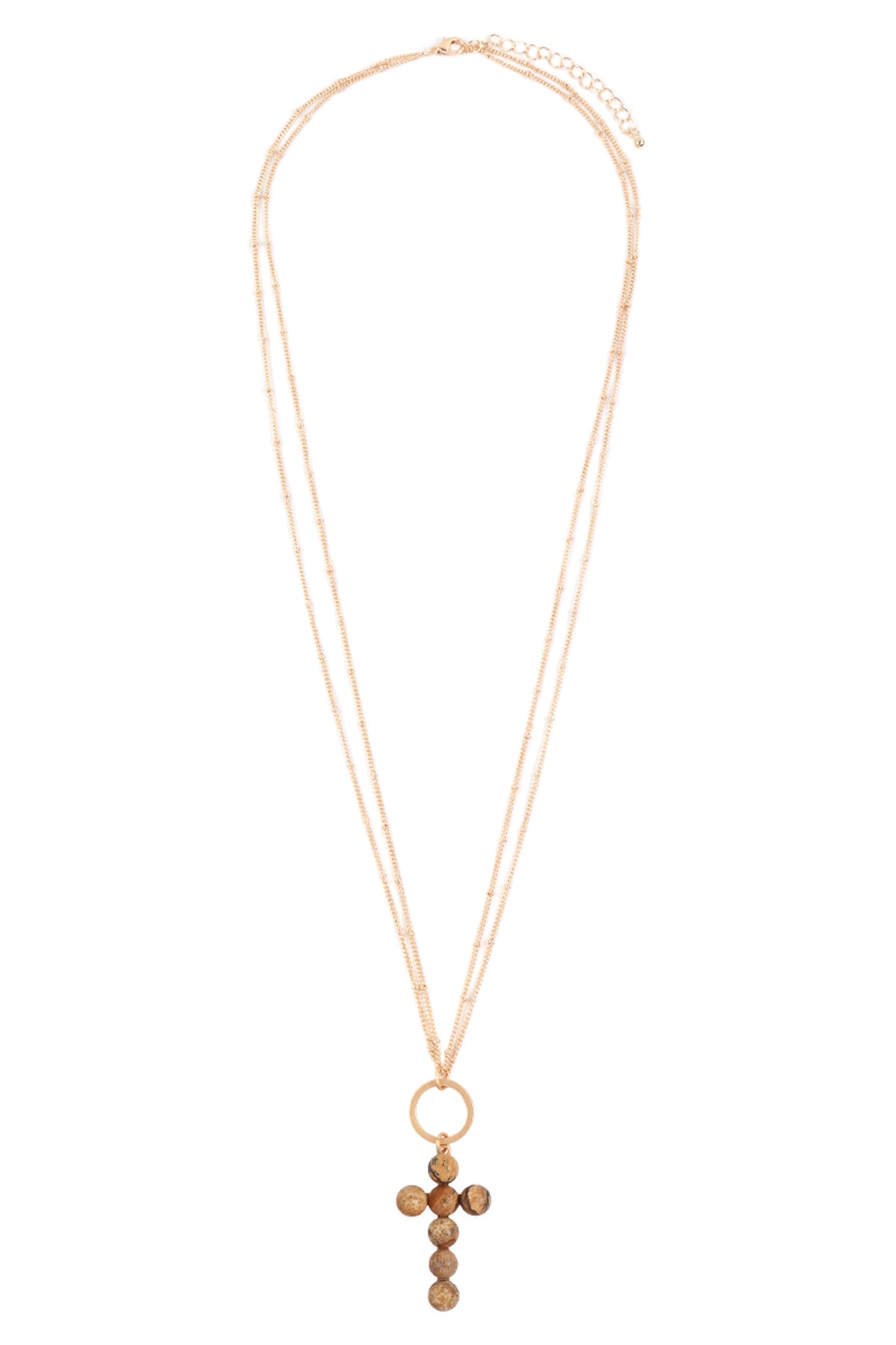 BEADED CROSS PENDANT NECKLACE