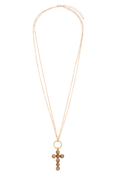 BEADED CROSS PENDANT NECKLACE