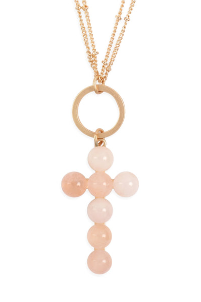 BEADED CROSS PENDANT NECKLACE