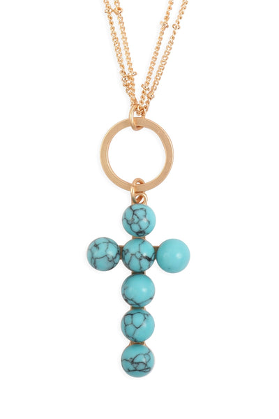 BEADED CROSS PENDANT NECKLACE