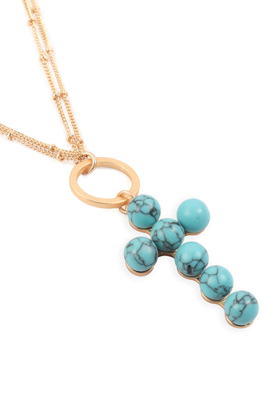 BEADED CROSS PENDANT NECKLACE