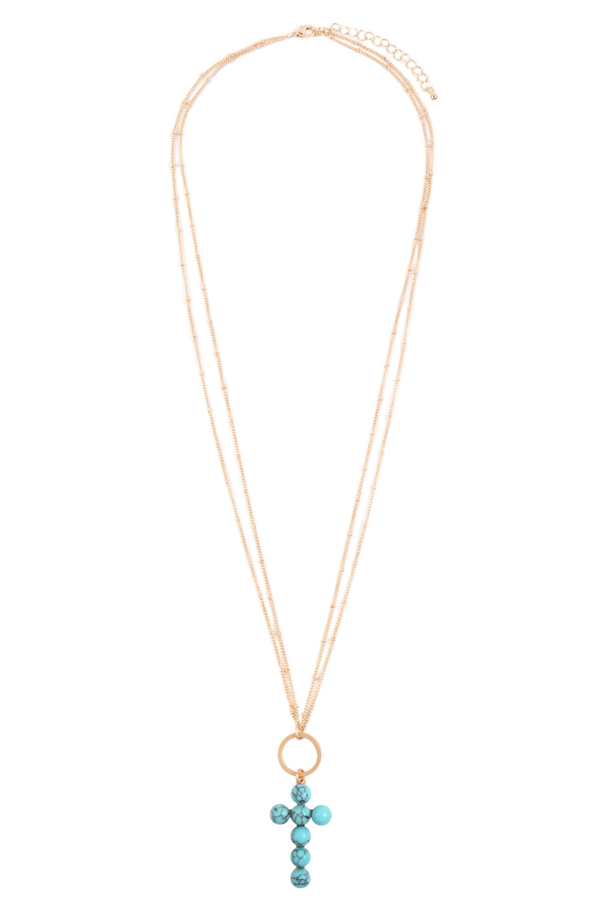 BEADED CROSS PENDANT NECKLACE
