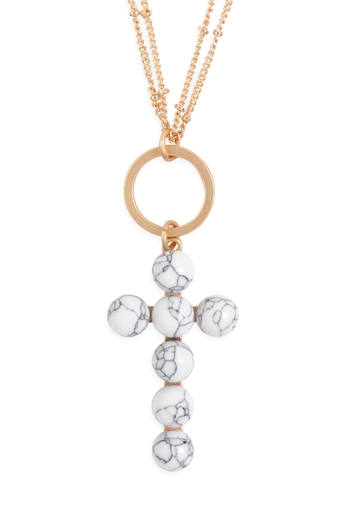 BEADED CROSS PENDANT NECKLACE