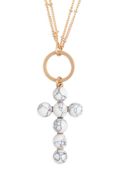 BEADED CROSS PENDANT NECKLACE
