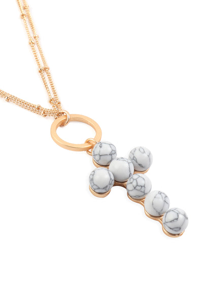 BEADED CROSS PENDANT NECKLACE
