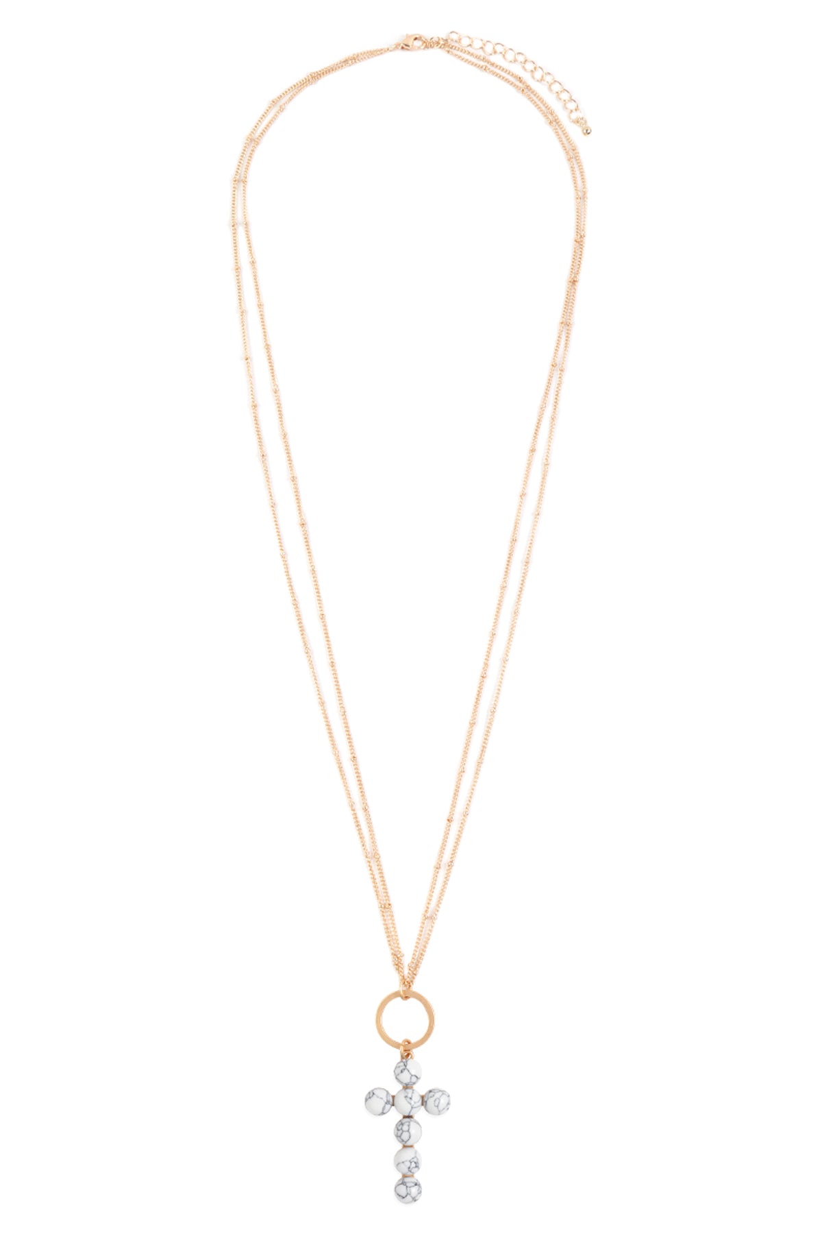 BEADED CROSS PENDANT NECKLACE