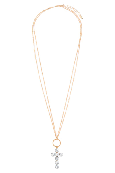 BEADED CROSS PENDANT NECKLACE
