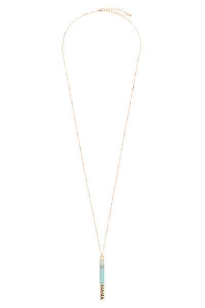 NATURAL STONE MAMA PENDANT BAR NECKLACE (NOW $1.75 ONLY!)