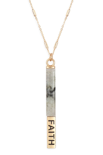 NATURAL STONE FAITH PENDANT BAR NECKLACE