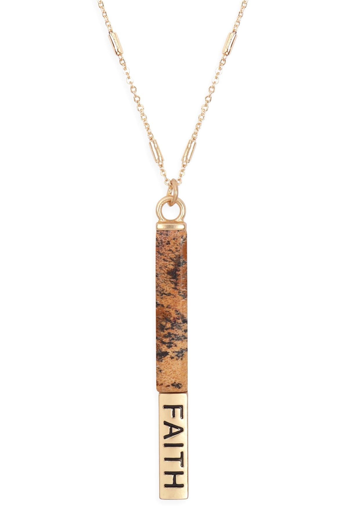 NATURAL STONE FAITH PENDANT BAR NECKLACE