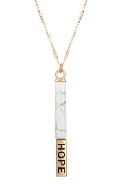 NATURAL STONE HOPE PENDANT BAR NECKLACE