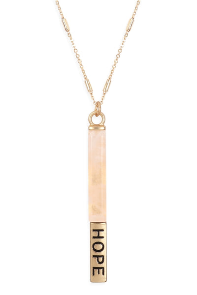 NATURAL STONE HOPE PENDANT BAR NECKLACE