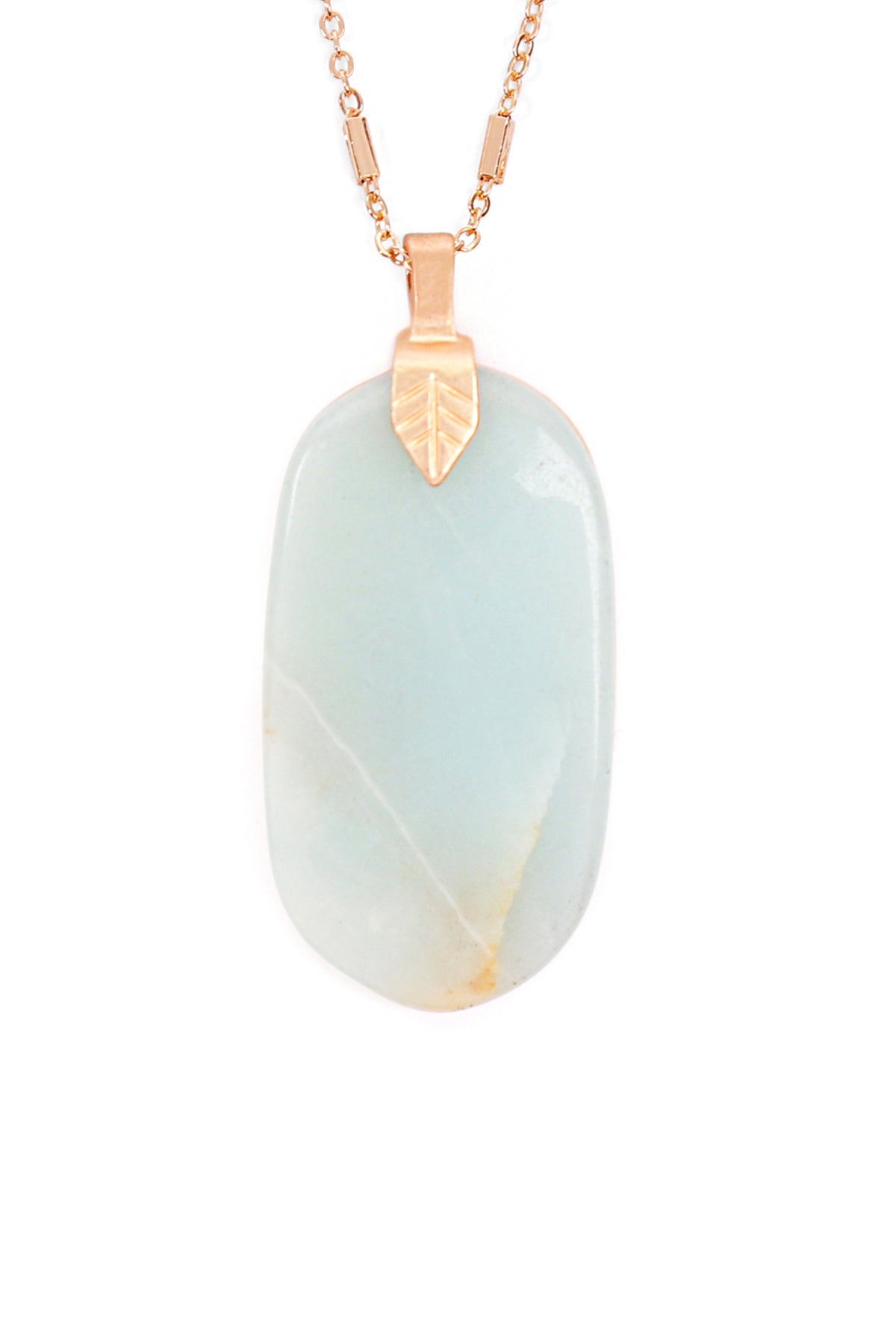 FASTENED NATURAL OVAL STONE PENDANT NECKLACE