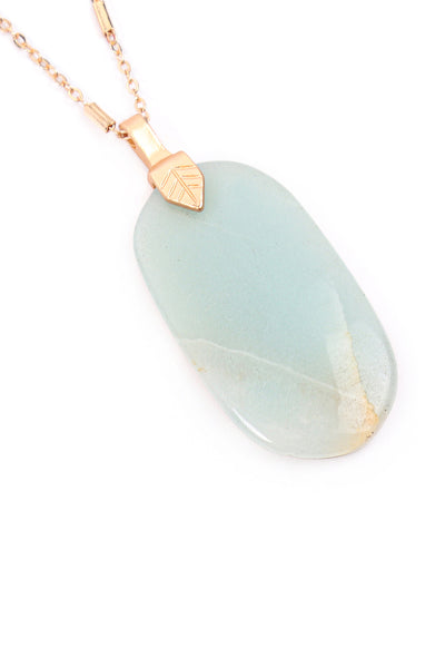 FASTENED NATURAL OVAL STONE PENDANT NECKLACE