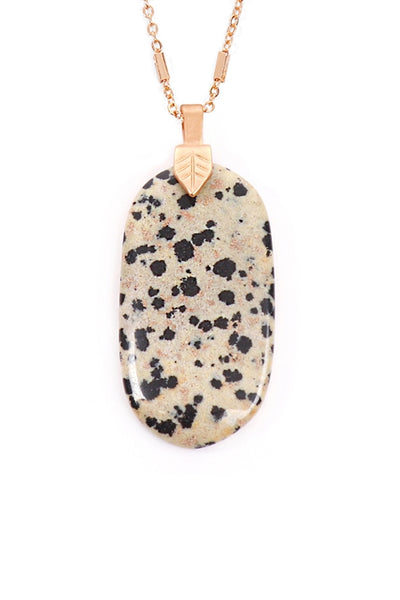 FASTENED NATURAL OVAL STONE PENDANT NECKLACE