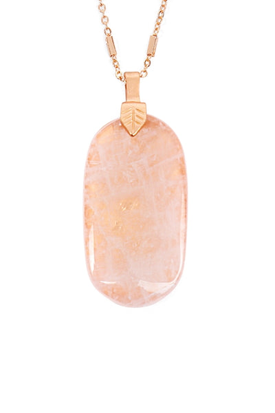 FASTENED NATURAL OVAL STONE PENDANT NECKLACE