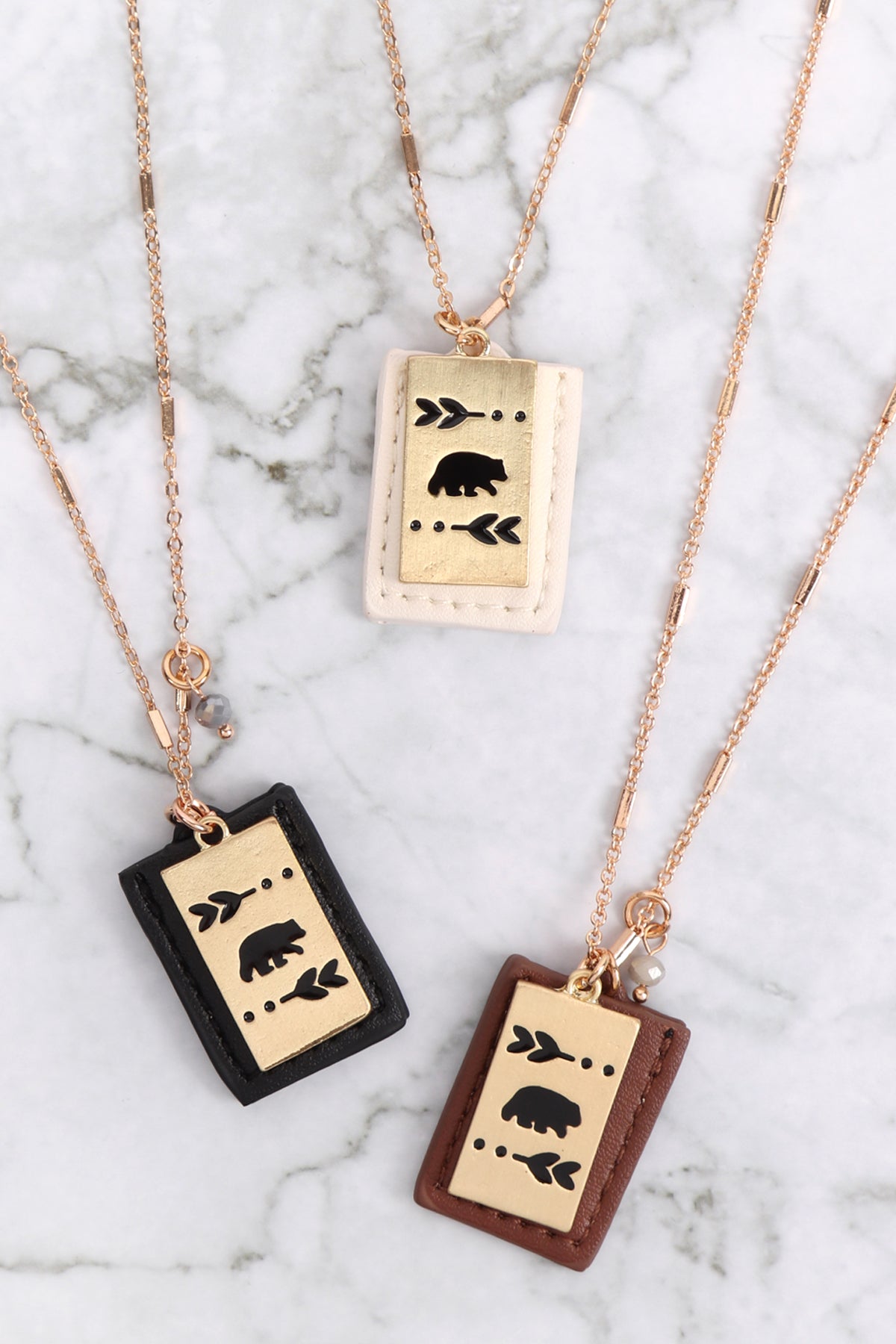BEAR ENGRAVED PLATE POCKET NECKLACE  (NOW $1.00 ONLY!)