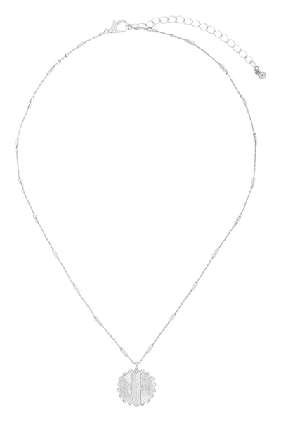 CACTUS ENGRAVED PENDANT NECKLACE