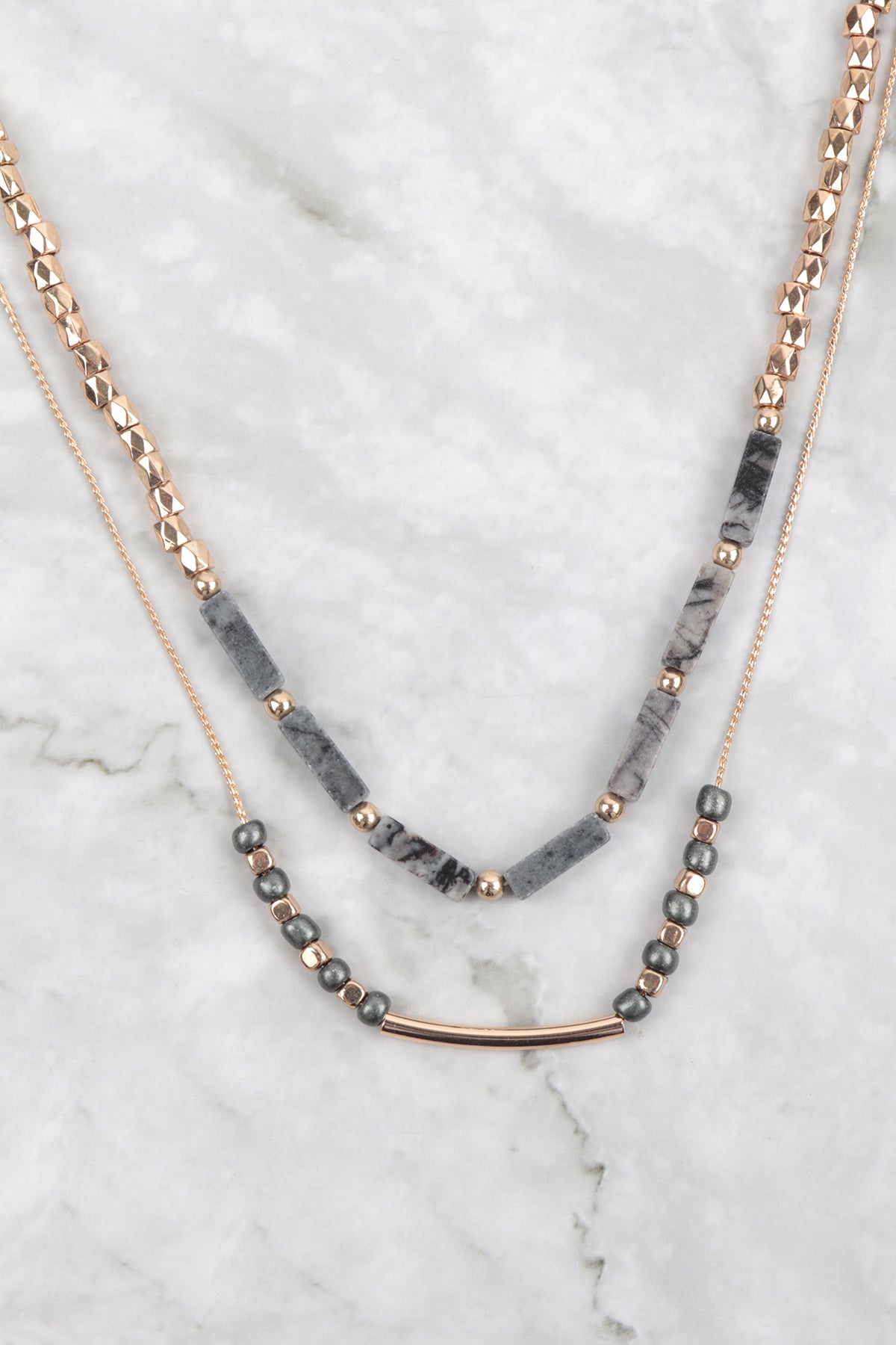 CCB, NATURAL STONE LAYERED NECKLACE (NOW $1.50 ONLY!)