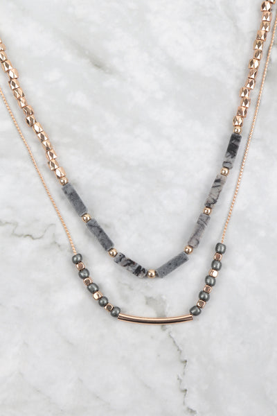 CCB, NATURAL STONE LAYERED NECKLACE (NOW $1.50 ONLY!)