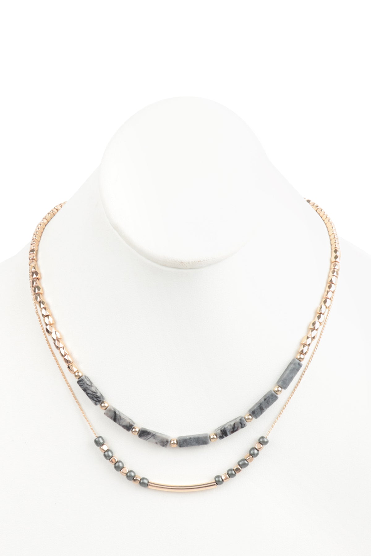 CCB, NATURAL STONE LAYERED NECKLACE (NOW $1.50 ONLY!)