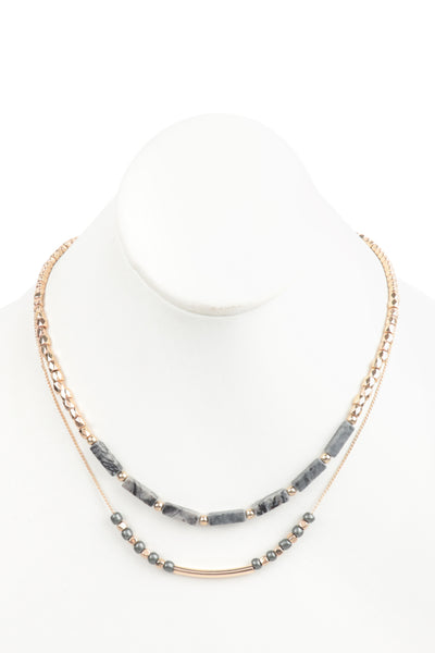 CCB, NATURAL STONE LAYERED NECKLACE (NOW $1.50 ONLY!)