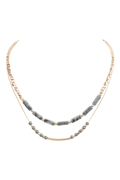 CCB, NATURAL STONE LAYERED NECKLACE (NOW $1.50 ONLY!)