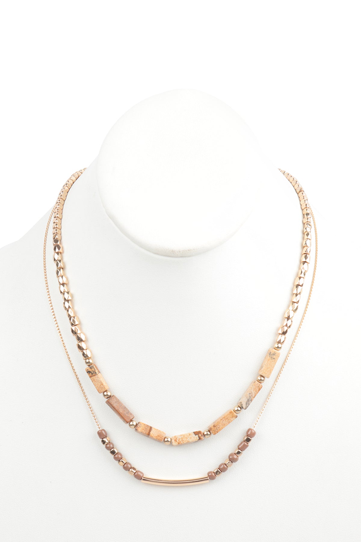 CCB, NATURAL STONE LAYERED NECKLACE (NOW $1.50 ONLY!)