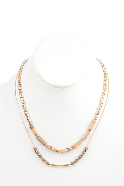 CCB, NATURAL STONE LAYERED NECKLACE (NOW $1.50 ONLY!)