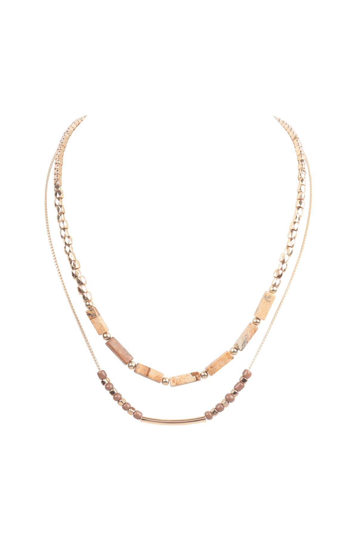 CCB, NATURAL STONE LAYERED NECKLACE (NOW $1.50 ONLY!)