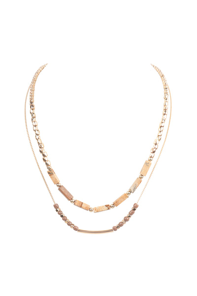 CCB, NATURAL STONE LAYERED NECKLACE (NOW $1.50 ONLY!)