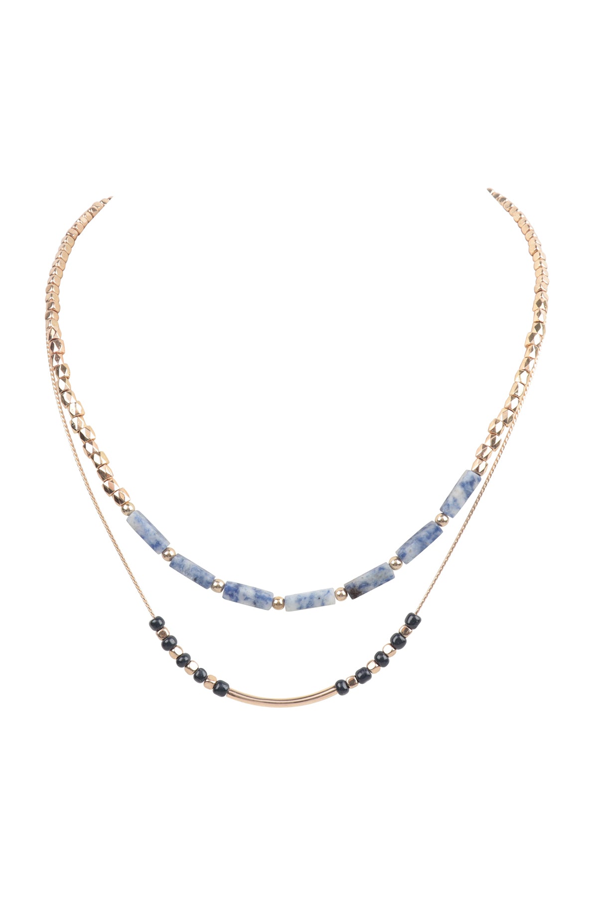 CCB, NATURAL STONE LAYERED NECKLACE (NOW $1.50 ONLY!)