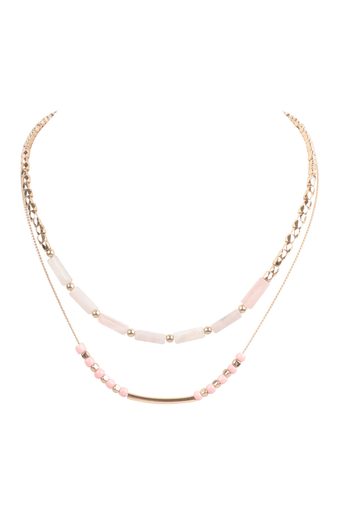 CCB, NATURAL STONE LAYERED NECKLACE (NOW $1.50 ONLY!)