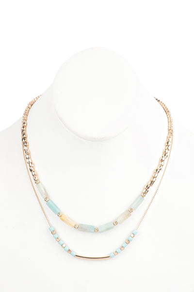 CCB, NATURAL STONE LAYERED NECKLACE (NOW $1.50 ONLY!)