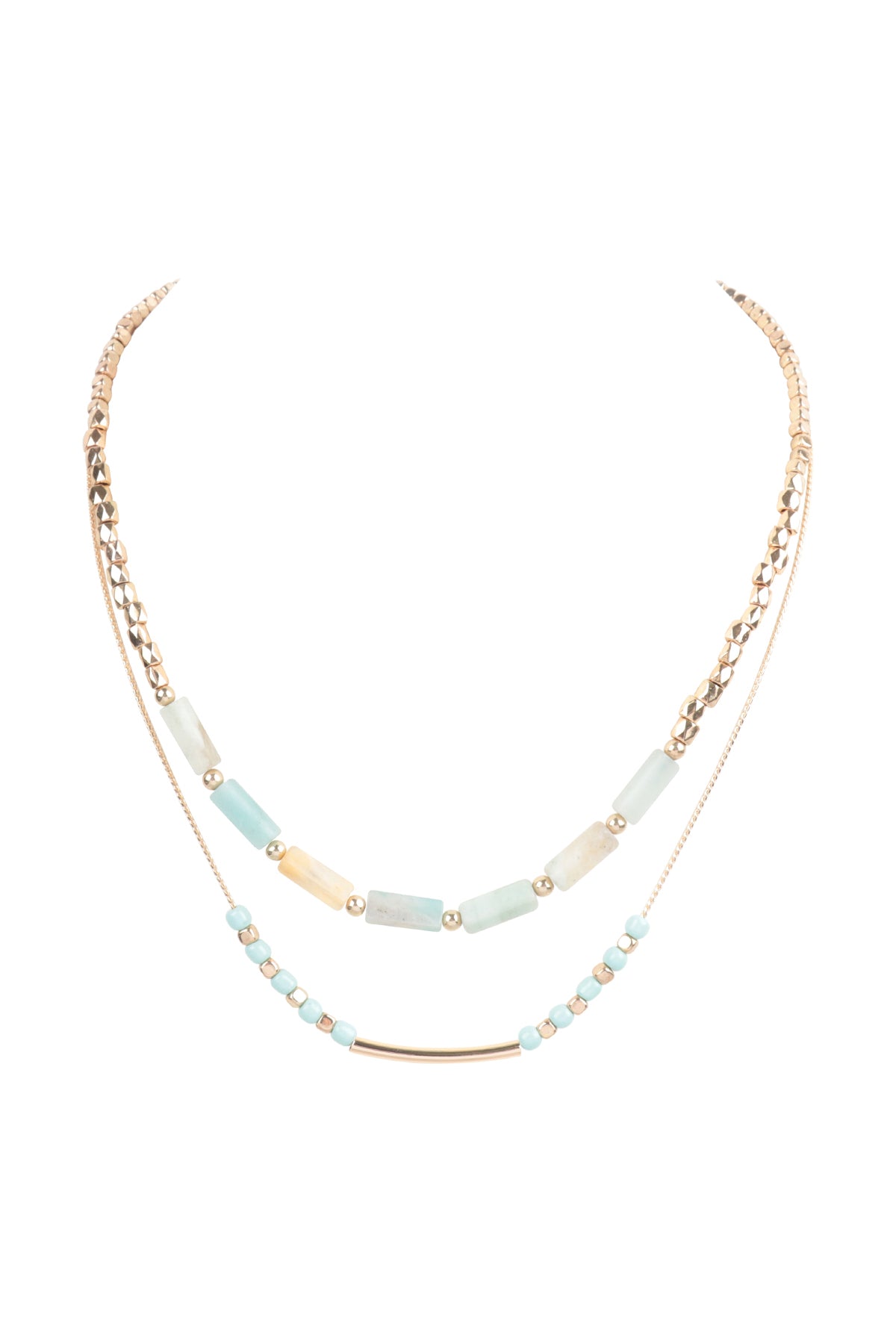 CCB, NATURAL STONE LAYERED NECKLACE (NOW $1.50 ONLY!)